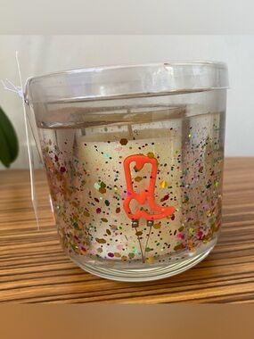 NWT Jessica Simpson Glitter Cowboy Boot Jar Candle - Orange Boot Accent